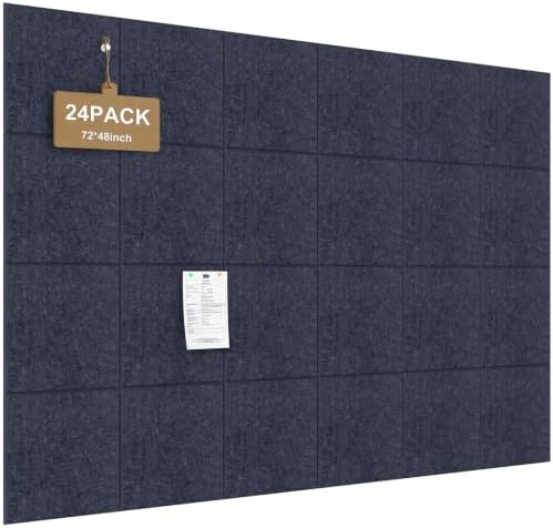 JBER Large Cork Board Alternative 72" x 48" - 24 Pack Self-Adhesive Felt Bulletin Board Tiles, Pin Board Vision Board for Walls, Office & Home Decor(Starlight Blue)