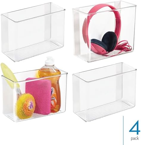 iDesign Adhesive Organizer Bin, Set of 4, Clear