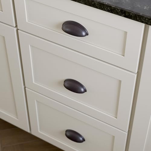 Franklin Brass 5 Pack Deep Bronze Cabinet Handles 3 inch (76mm) Kitchen Cabinet Handles and Drawer Pulls for Cupboards and Dressers | Cup Pull