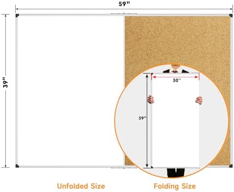 XBoard Magnetic White Board Bulletin Corkboard Combination 60 x 40 Inch