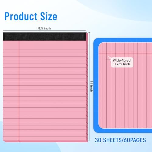 6 Packs Legal Pads 8.5 x 11 Inch, Wide Ruled & Perforated Colored Notepads