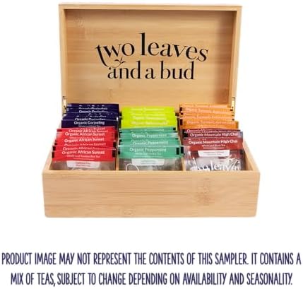 Two Leaves and a Bud Organic Tea Sampler in 6-Slot Bamboo Presentation Box