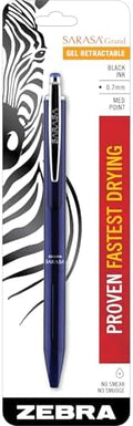 Zebra Pen SARASA Grand Retractable Gel Pen, Black Ink, 0.7mm, 1-Pack