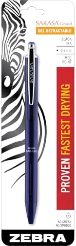 Zebra Pen SARASA Grand Retractable Gel Pen, Black Ink, 0.7mm, 1-Pack
