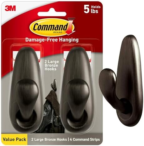 Command Forever Classic Large Metal Hooks, Damage Free Decorating, 2 Hooks