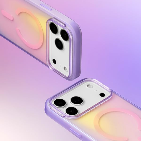 PopSockets iPhone 17 Phone Case with MagSafe- Aura | Magnetic, Wireless Charging, Camera & Drop Protection, Purple, Aura, Lavender, Purple