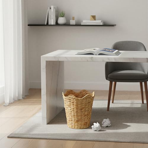 Household Essentials Woven Wastebin with Scalloped Edge, Natural