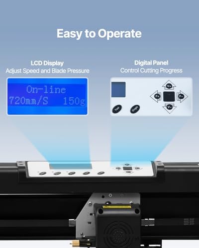 VEVOR 28-inch Cutting Machine for Vinyl, Features LCD Screen, Dual Adjustable Spring Rollers for Sign Crafting, Includes Signmaster for Creative Design & Cutting