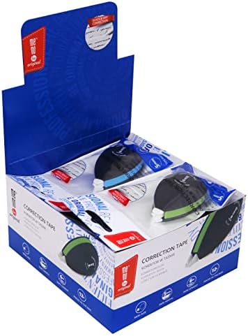 Mini Correction Tape Dispenser Precise Dosage Ergonomic Shape in Plastic Case with Hanging Hook White Tape Black Cover 5mm x 6m