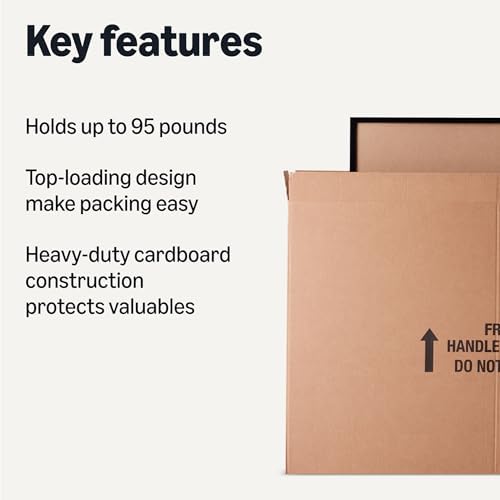Amazon Basics TV Moving Box for 50-inch TV, Picture and Mirror, Heavy Duty Sturdy Shipping Container, 48 x 4 x 33 inches, 3-Pack