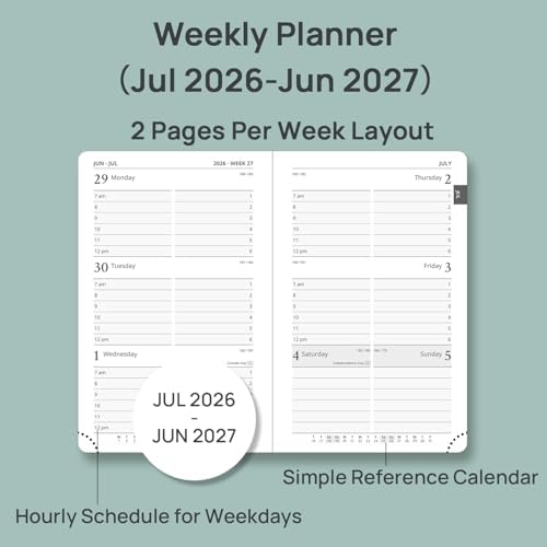 POPRUN 2026-2027 Academic Small Weekly Planner, 4" x 6.25" Purse Calendar