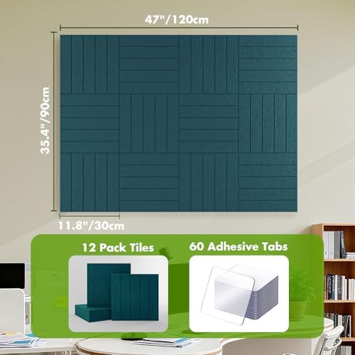 48" x 36" Large Felt Bulletin Board 1/2" Thick, Forest Green