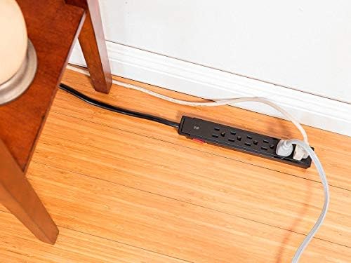 Monoprice 6 Outlet Surge Protector - UL Rated, 201 Joules, 1800-watt capacity, 2-Pack, 2 Feet, Black