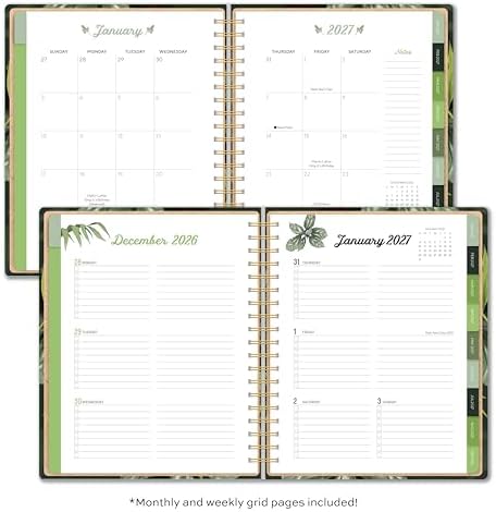 High Note 2027 Planner, 17-Month Weekly & Monthly Hardcover Planner: August 2026 to December 2027, 9" x 10", Greenery with Notes, Lists & Reference Pages + Sticker Sheet