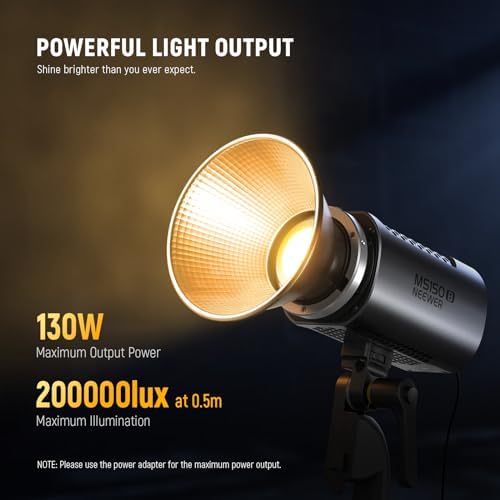 NEEWER MS150B 130W Bi Color LED Video Light, Mini COB Portable Photography Lighting with App Control,2.4G Mode, Bowens Mount Continuous Output Lighting, 200000 lux/0.5m, 2700K-6500K, CRI97+, 12 Scenes