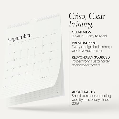 Karto Wall Calendar 2026-2027 8.5x11 in - New Beige