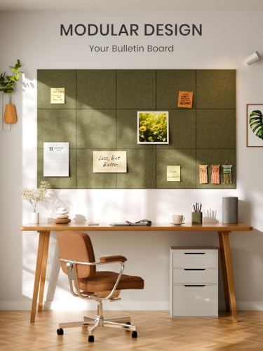 Bumusty 48"x 36" Large Felt Bulletin Board Tiles, Olive Green