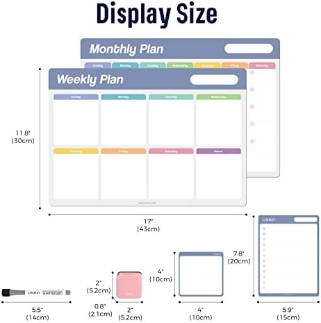 loukin Static Cling Dry Erase Calendar 4 Pack, Monthly Weekly Planner