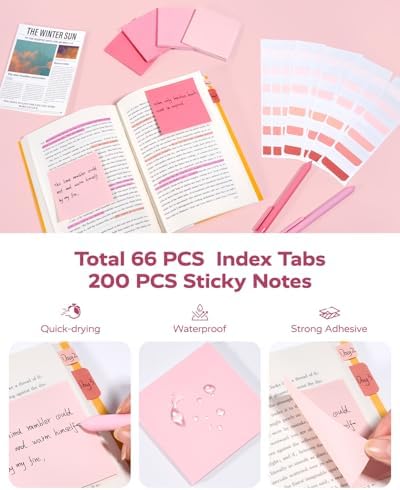 Four Candies Cute Aesthetic Pink School Supplies Kit for Girls | College Supplies and Nursing Essentials Pens, Highlighters, Mechanical Pencils, Sticky Notes for Students, Journaling