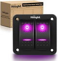 Nilight 2 Gang Rocker Switch Panel w/Purple LED Light 5Pin On Off Pre-Wired