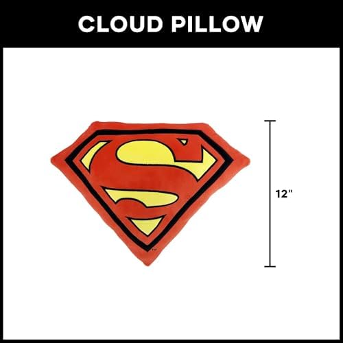 Northwest Superman Classic Logo Cloud Pillow 12" – Superhero Plush Stuffed Toy for Kids & Adults, Soft Room Decor, Gift for Boys & Girls