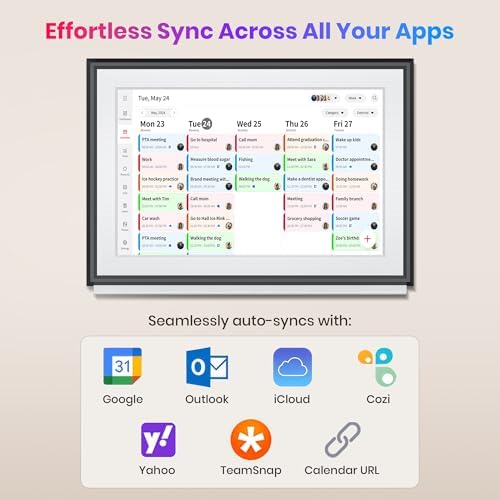 BIGASUO 10.1" Digital Calendar, Smart Touchscreen Interactive Display, Electronic Organizer for Monthly, Weekly & Daily Agenda, Chore Chart, Meal Planner, To Do List, Family Schedules, Picture Frame