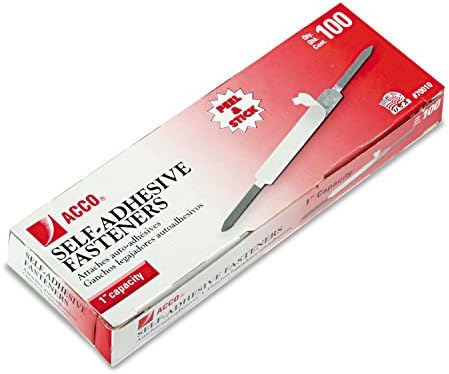 ACCO 70010 Self-Adhesive Paper File Fasteners, 1-Inch Capacity, 2 3/4-Inch Center, 100/Box