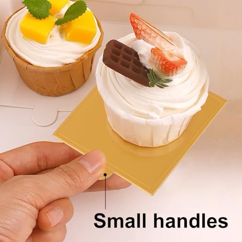 600 PCS 2.8 inch Mini Square Cake Boards, Premium Golden Mousse Cake Boards, Versatile Cupcake Bases & Dessert Displays, Perfect for Parties and Special Occasions