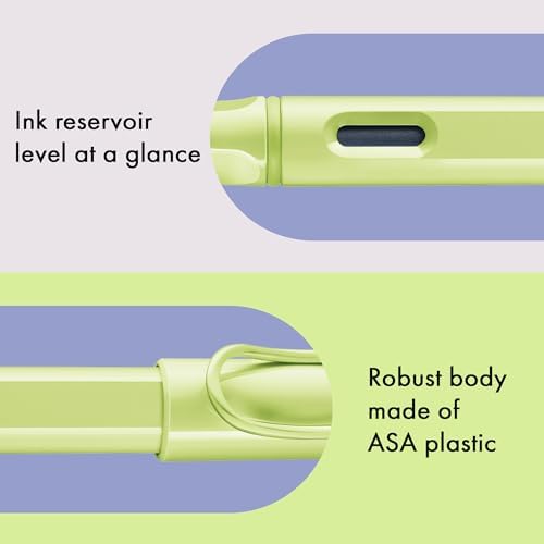 LAMY safari springgreen - Fountain Pen with ergonomic grip & polished Left-Handed steel nib (LH) in size M - ideal for any Writing & Calligraphy - including LAMY T 10 blue cartridge