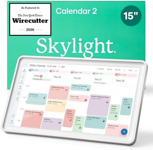 Skylight Calendar 2 – 15" Touchscreen Digital Calendar, Shadowbox, Silver