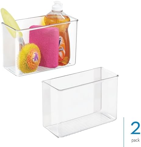 iDesign Adhesive Organizer Bin, Set of 2, Clear