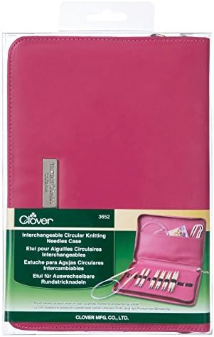 Clover 3652 Needlecraft Interchangeable Circular Knitting Needle Case, Pink