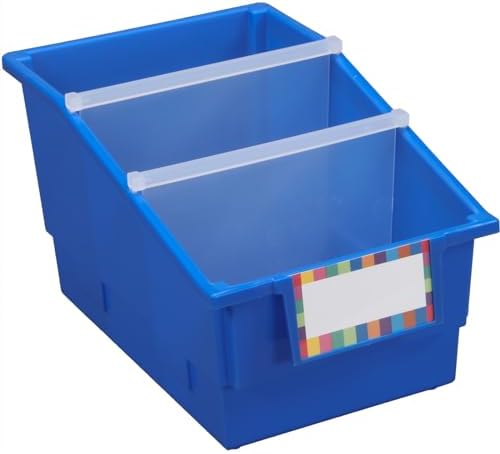 Really Good Stuff Blue Chapter Book Classroom Library Bins with Dividers