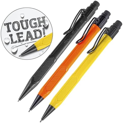 Rite in the Rain Weatherproof Mechanical Pencil, Yellow, Black, Orange Barrel, 1.3mm Dark Lead (No. IND15)