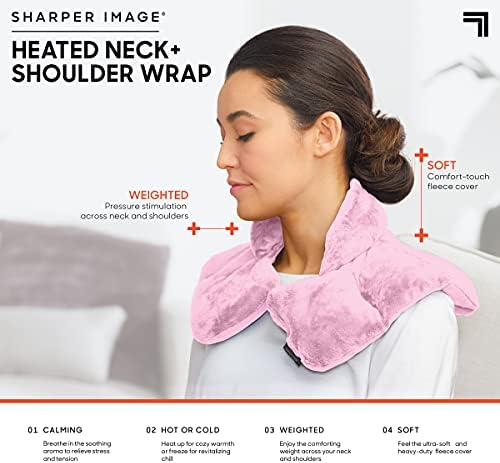 Sharper Image Heated Neck&Shoulder Wrap-Microwavable Warm&Cooling Plush Pad,Scented Aromatherapy (100% Natural Lavender_&Herb Spa Blend),Pain Tension Headache Relief Therapy,Gift for Women (Pack of 8)