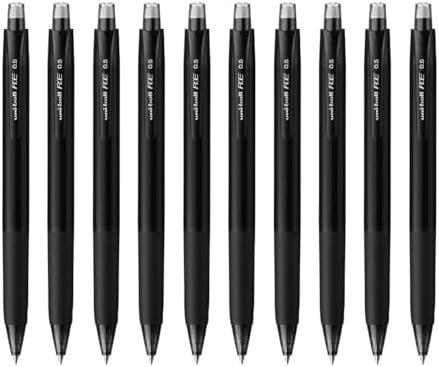 Mitsubishi Pencil Erasable Gel Ink Ballpoint Pen, uni-ball R:E 0.5mm, Off Black, Set of 10