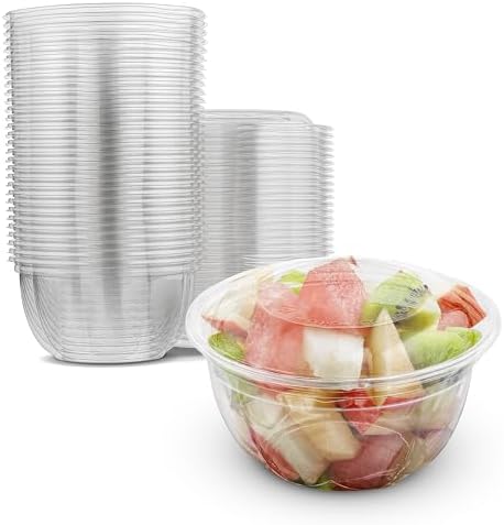 MT Products Plastic Acai Fruit Bowl 16 oz. - Disposable Salad Bowl with Lids (Pack of 30) - Made in the USA