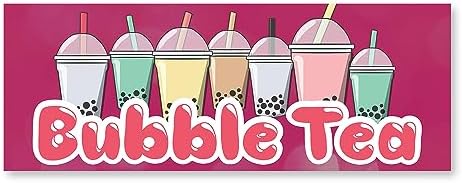 Bubble Tea 48" x 18" Decal | Advertise Your Business | All Weather Can Apply to Any Surface | Boba Milk Truck Advertising Displays | Made in The USA