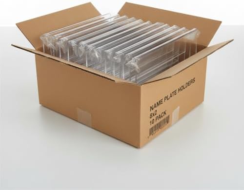 Azar 112703 8-Inch Width by 2-Inch Height Horizontal Name Plate Acrylic Sign Holder, 10 Count