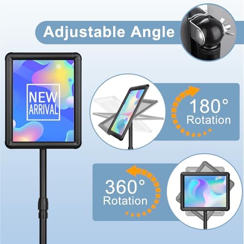 JEAWIWI 1Pcs Sign Holder Stand, 8.5x11 in, Adjustable Rotatable Snap-Open