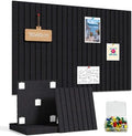 Felt Bulletin Board 36"x24" - Cork Board Alternative, 6-Pack Felt Wall Tiles with 40 Adhesive Tabs & 35 Pushpins, Pin Board for Classroom Home Office, Black