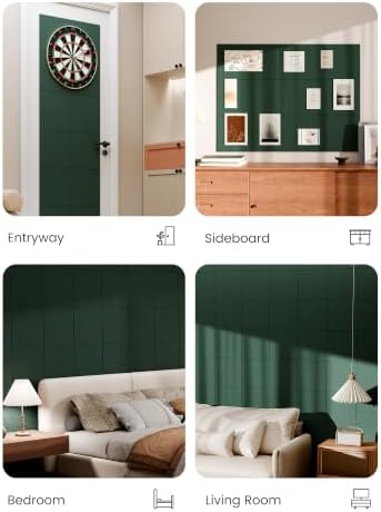 Bumusty 48"x 36" Large Felt Bulletin Board Tiles, Pine Green