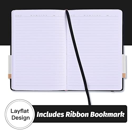 SUIN 6 Pack A5 Hardcover Lined Journal Notebooks, 200 Pages, Black