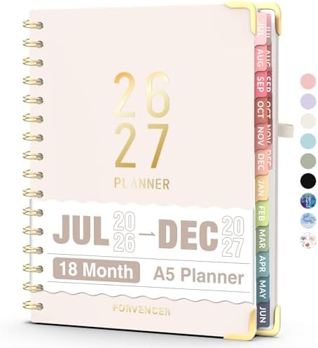 Jul 2026 - Dec 2027 Planner, Forvencer 18 Month Planner 2026-2027, 6" x 8"
