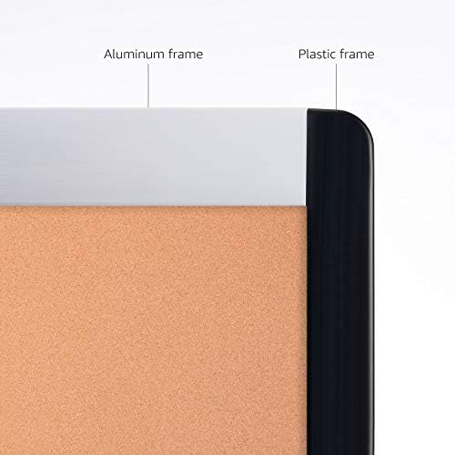 Amazon Basics Cork Bulletin Board, 23" x 17", Lightweight, Easy to Mount, Aluminum/Plastic Frame