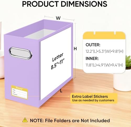 BALEINE 8PK File Organizer Box, Cardboard File Folder Organizer with Handle | Strong Corrugated Paper Core, Label Stickers for Identification, Hanging File Folder Organizer, Home Office Document Storage
