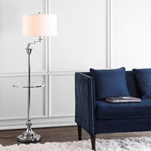 JONATHAN Y Cora 60" Metal Swing Arm Floor Lamp, Chrome/Clear