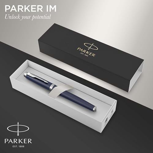 Parker IM Rollerball Pen, Matte Blue, Fine Point, Includes Black Ink Refill - Smooth Writing, Polished, Professional, Sleek Design