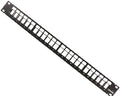Leviton 49255-H24 QuickPort Patch Panel, 24-Port, 1RU, Cable Management Bar Included , Black, Metal, Electrical Outlet