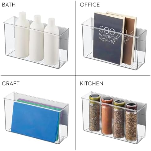 iDesign Magnetic Large Clear Plastic Organizer Bins, 2-Pack